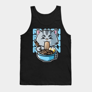 Cat Ramen Bowl Kawaii Neko Anime Japanese Noodles design Tank Top